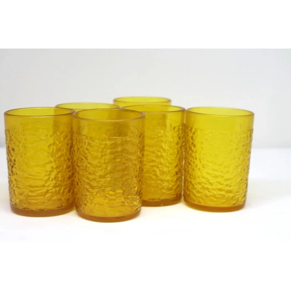 Restaurant Hard Plastic 5oz. Amber Juice Glasses Set of 6 Continental #3505